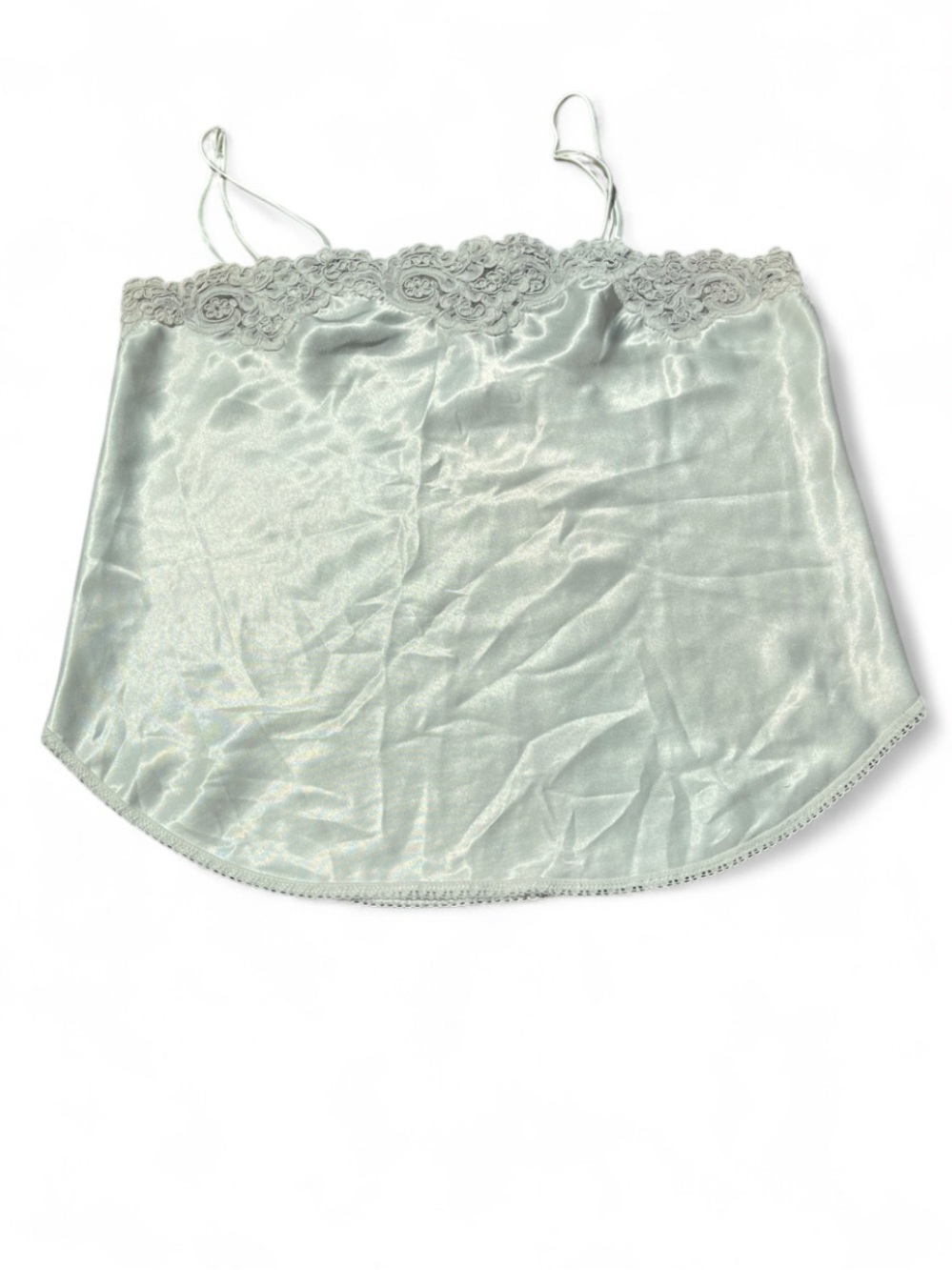 Vintage Linda size small Silky Lace Trim Cami Top beige